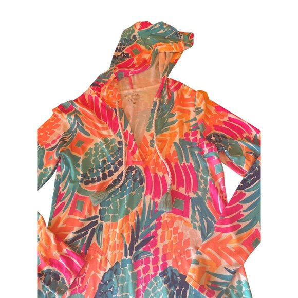 Lilly Pulitzer Hooded Swim Cover Tunic Dress In Vibrant Multicolor Print Size M - Picture 4 of 5